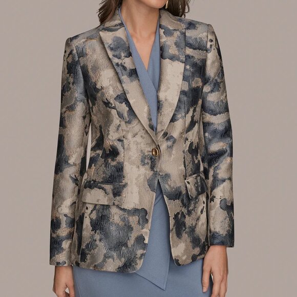 Donna Karan Jackets & Blazers - Donna Karan New York Womens Metallic Jacquard Blazer Limstone Multi SZ 6 New